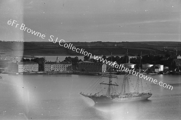 HAULBOWLINE PANORAMA  IRISHSTEEL WORKS  WITH SAILING SHIP MERCATOR  BELGIUM